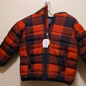 The Children's Place Red and Black Plaid Puffer Jacket